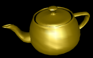 A teapot with gouraud shading (software real-time rendering). 