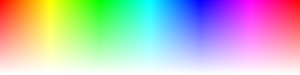 A visualization of the HSV color space (with full saturation). This text is appended to the caption. 